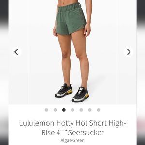 Lululemon Hotty Hot High Rise HR 4" Seersucker Algae Green Size 8